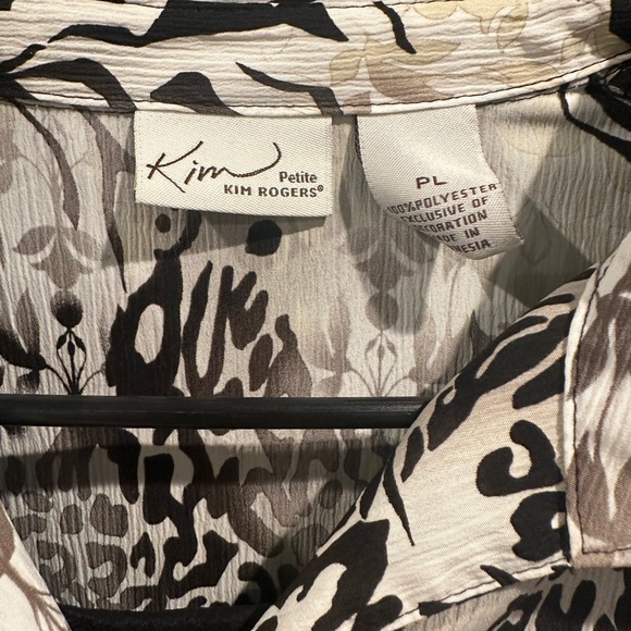 Kim Rodgers Top Womens Size Petit Large Collared Button Down Animal Print - Picture 3 of 7